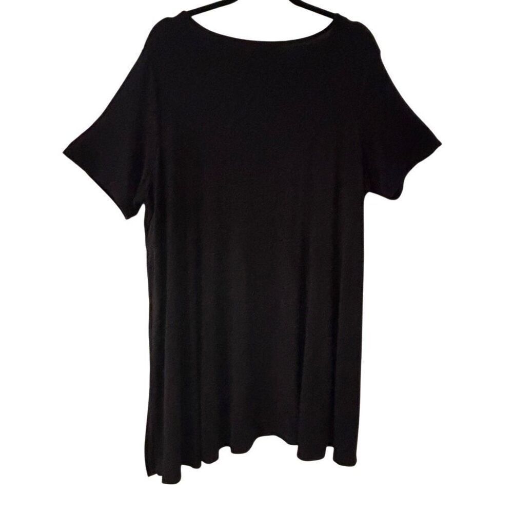 Philosophy 1X black soft boatneck short sleeve hi lo tunic long side vents